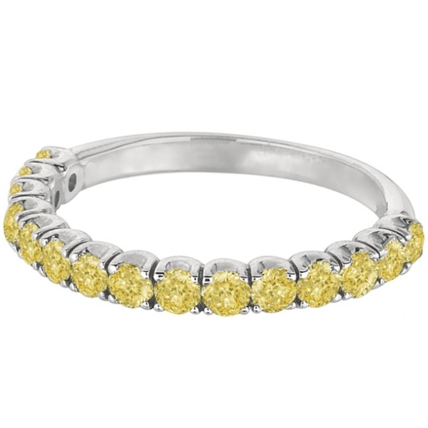 Yellow Canary Diamond Ring Anniversary Band 14k White Gold (1.00ct)