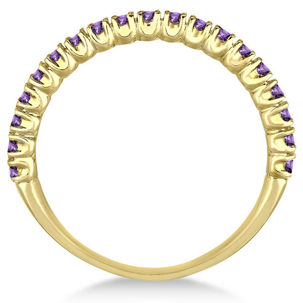 Half-Eternity Pave-Set Thin Amethyst Stack Ring 14k Yellow Gold (0.65ct)