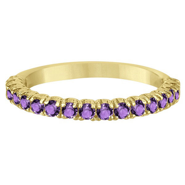 Half-Eternity Pave-Set Amethyst Stacking Ring 14k Yellow Gold (0.95ct)