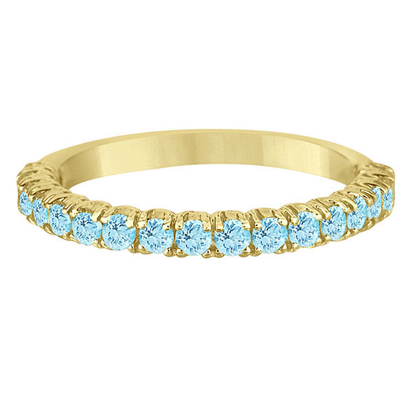 Half-Eternity Pave-set Aquamarine Stacking Ring 14k Yellow Gold (0.95ct)