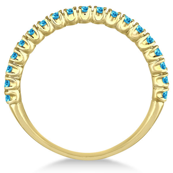 Half-Eternity Pave Thin Blue Topaz Stack Ring 14k Yellow Gold (0.65ct)