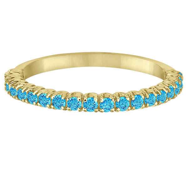 Half-Eternity Pave Thin Blue Topaz Stack Ring 14k Yellow Gold (0.65ct)