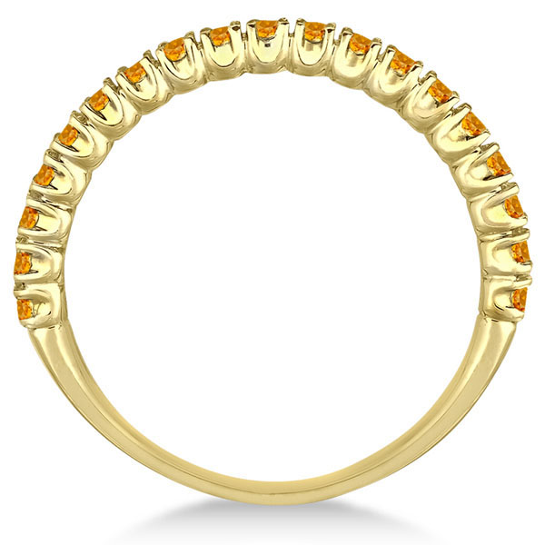 Half-Eternity Pave-Set Thin Citrine Stack Ring 14k Yellow Gold (0.65ct)