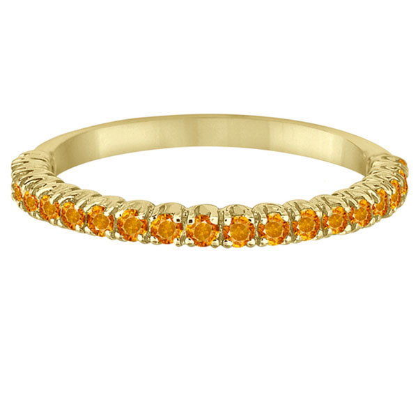Half-Eternity Pave-Set Thin Citrine Stack Ring 14k Yellow Gold (0.65ct)
