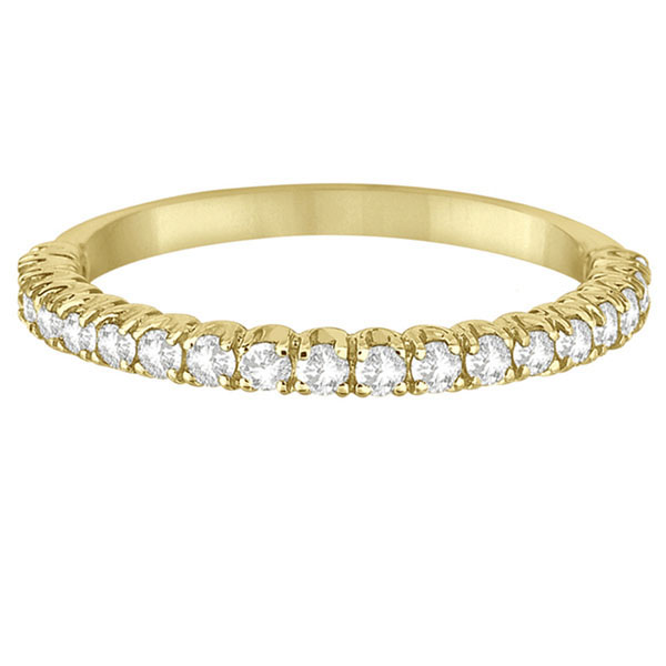 Half-Eternity Pave Thin Diamond Stacking Ring 14k Yellow Gold (0.50ct)