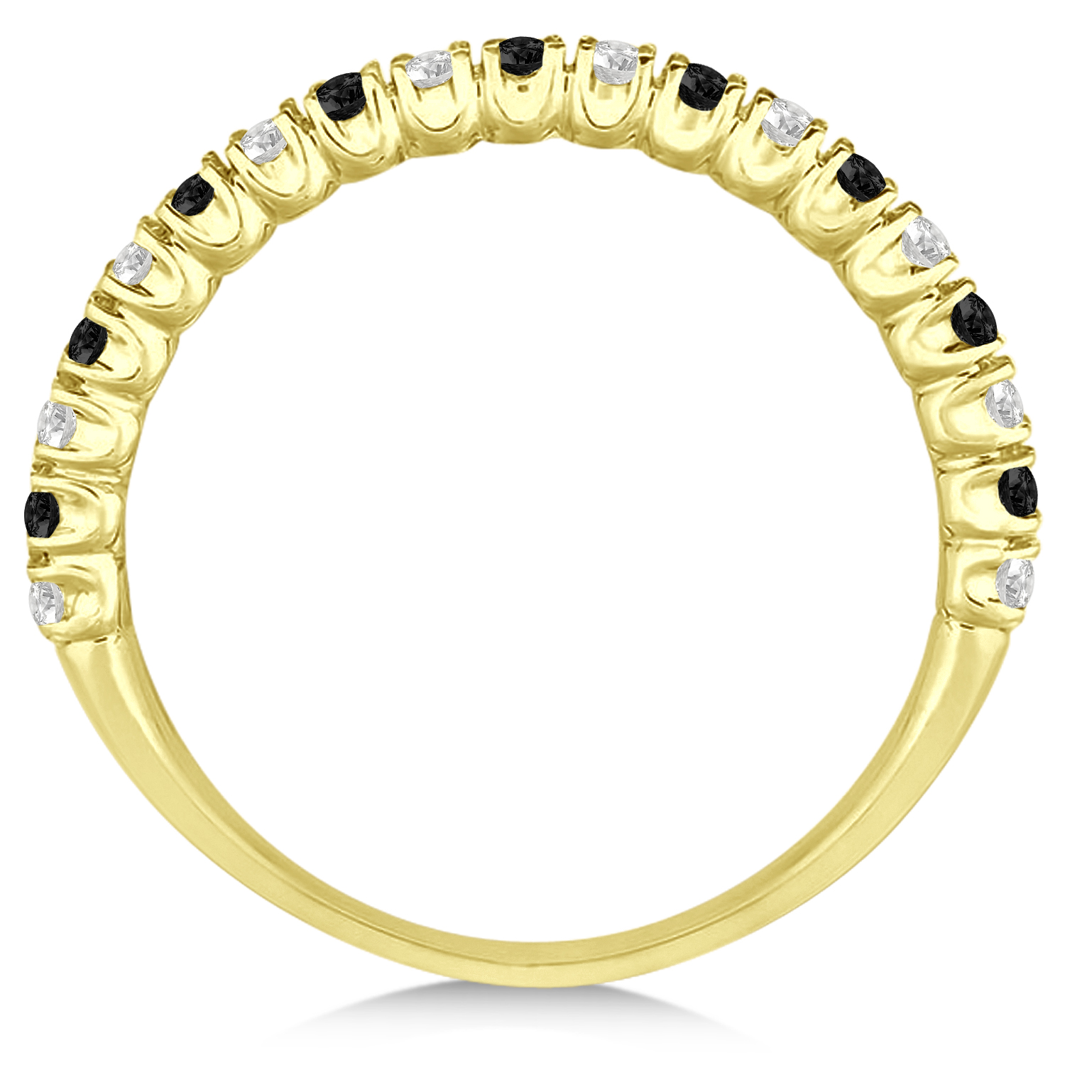 Black & White Diamond Wedding Band Anniversary Ring in 14k Yellow Gold (0.50ct)