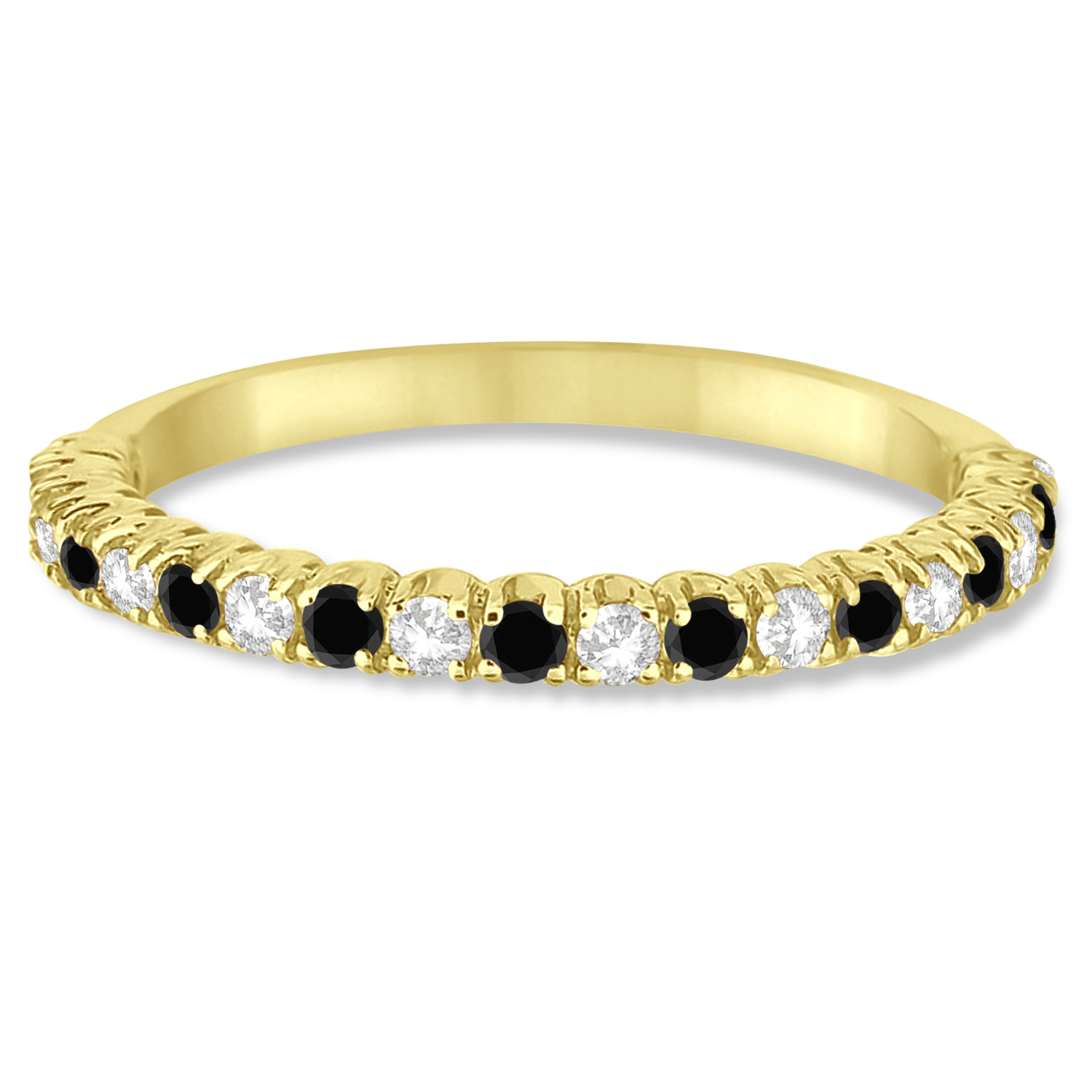 Black & White Diamond Wedding Band Anniversary Ring in 14k Yellow Gold (0.50ct)