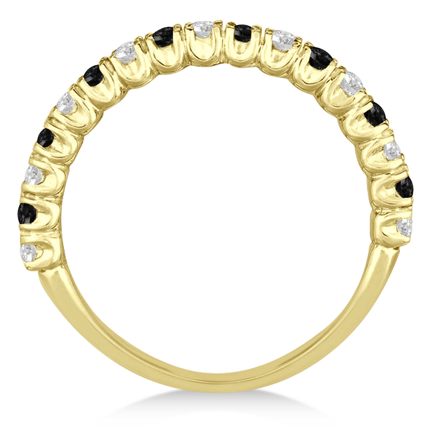 Black & Lab White Diamond Wedding Band Anniversary Ring in 14k Yellow Gold (0.75ct)