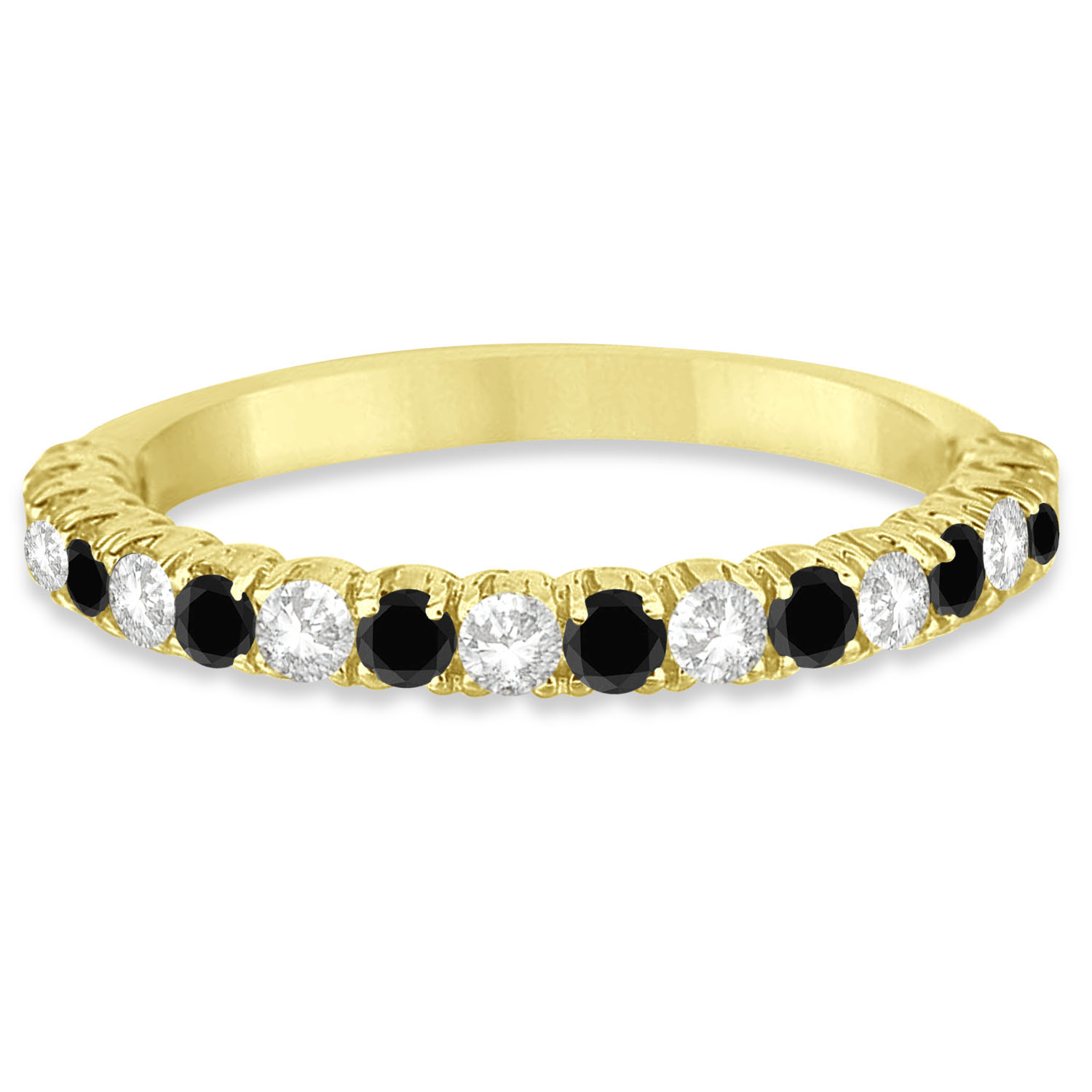 Black & Lab White Diamond Wedding Band Anniversary Ring in 14k Yellow Gold (0.75ct)