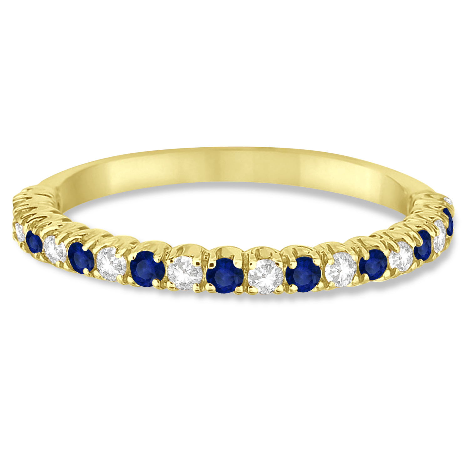 Lab Blue Sapphire & Lab Grown Diamond Wedding Band Anniversary Ring in 14k Yellow Gold (0.50ct)
