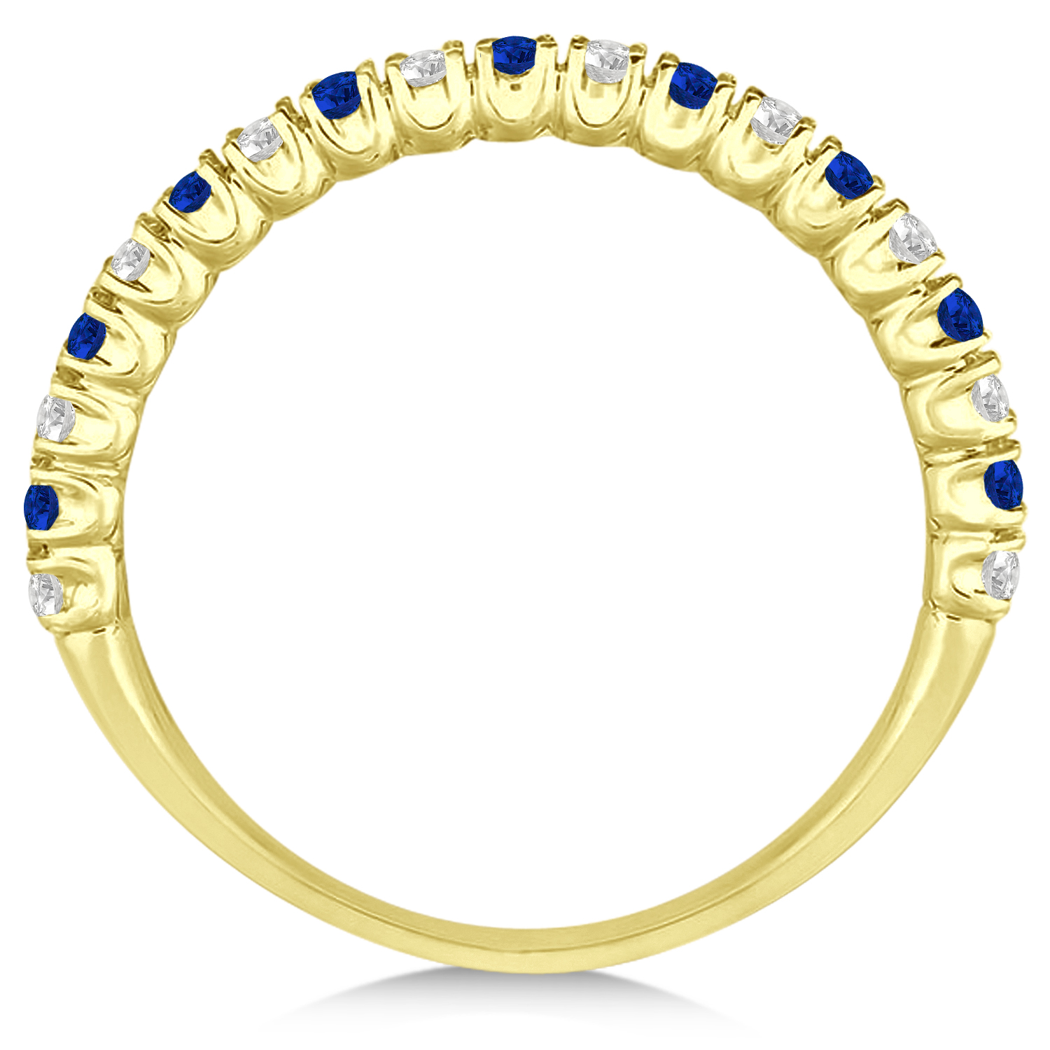 Blue Sapphire & Diamond Wedding Band Anniversary Ring in 14k Yellow Gold (0.50ct)