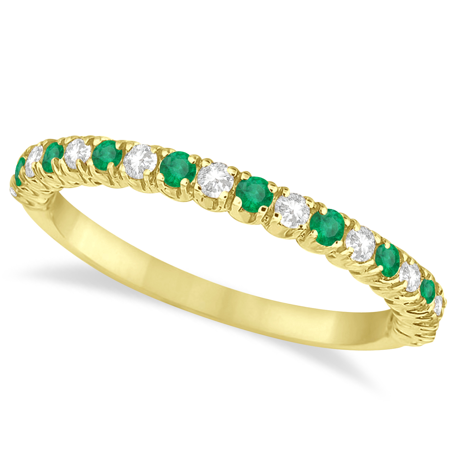 Lab Emerald & Lab Grown Diamond Wedding Band Anniversary Ring in 14k Yellow Gold (0.50ct)