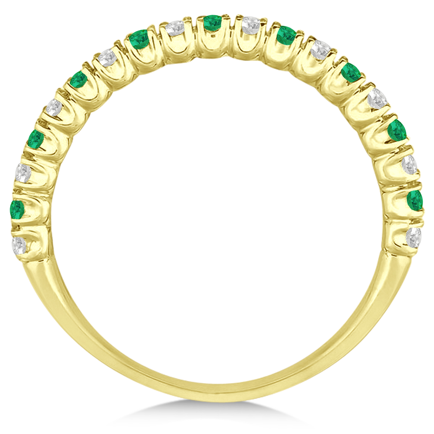 Lab Emerald & Lab Grown Diamond Wedding Band Anniversary Ring in 14k Yellow Gold (0.50ct)