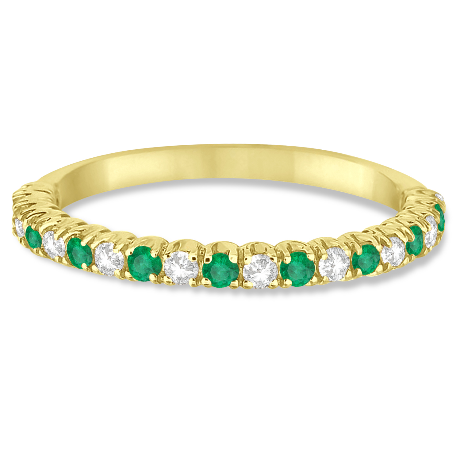 Lab Emerald & Lab Grown Diamond Wedding Band Anniversary Ring in 14k Yellow Gold (0.50ct)