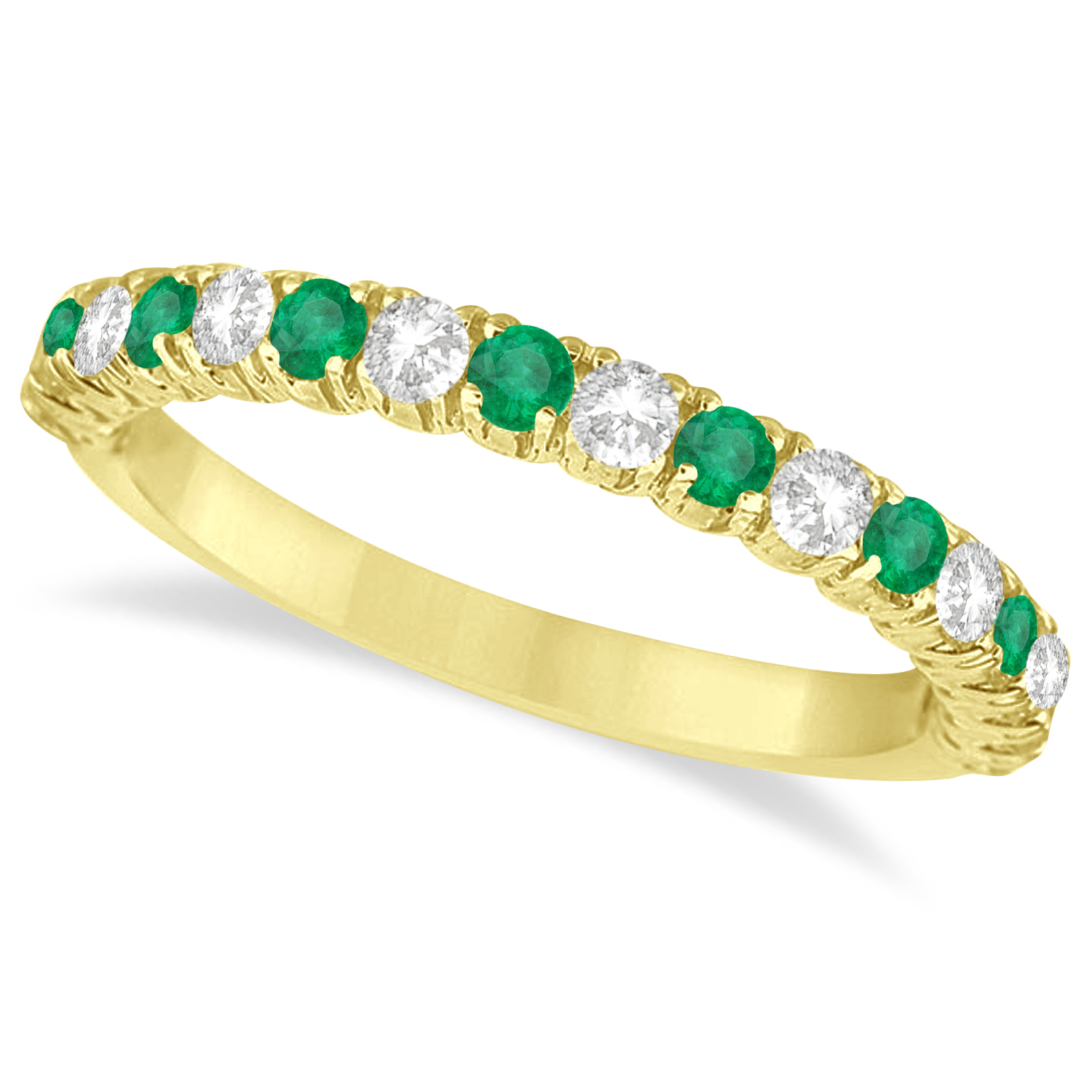 Lab Emerald & Lab Grown Diamond Wedding Band Anniversary Ring in 14k Yellow Gold (0.75ct)
