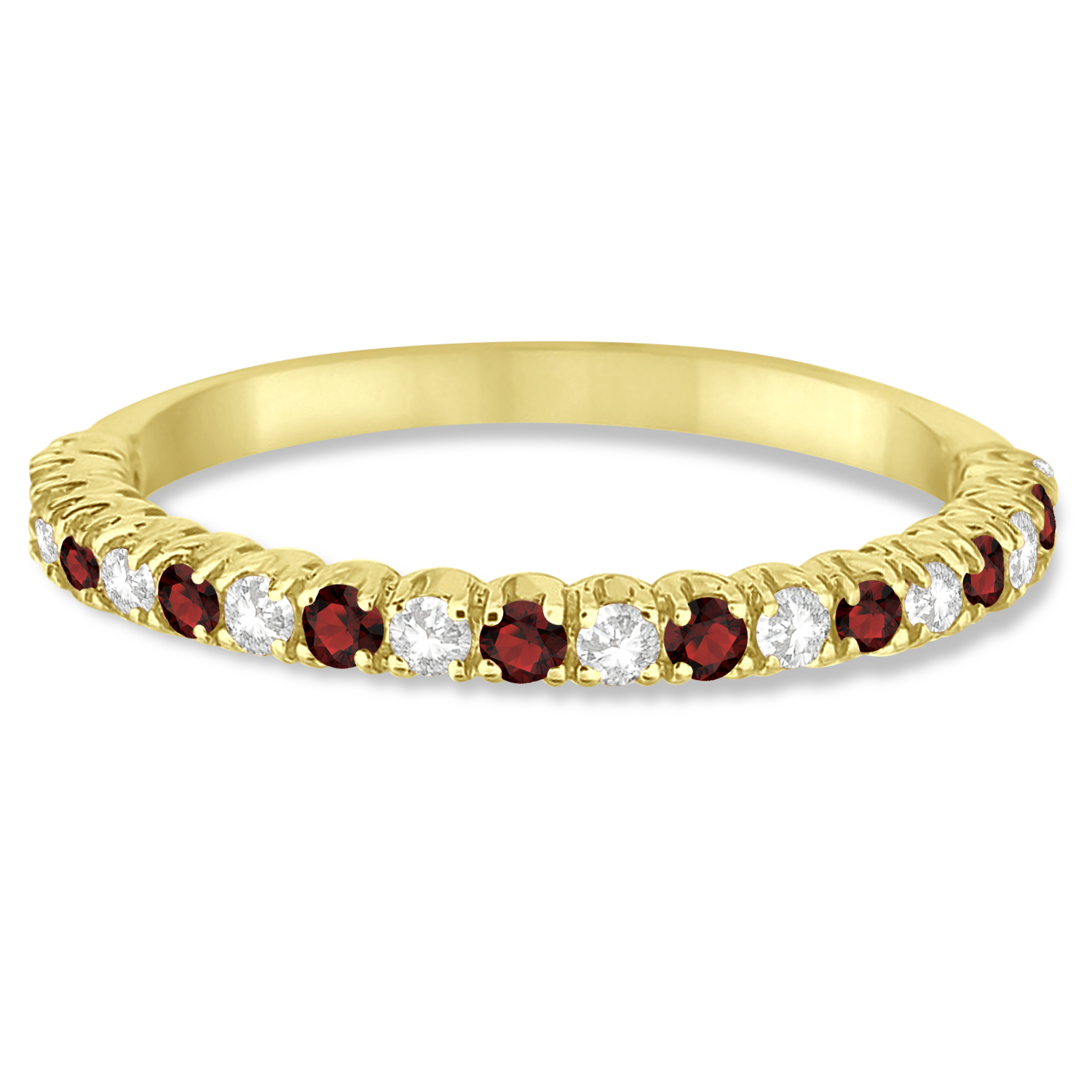 Garnet & Diamond Wedding Band Anniversary Ring in 14k Yellow Gold (0.50ct)