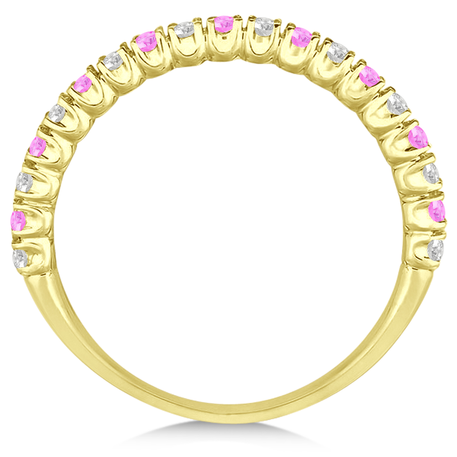 Pink Sapphire & Diamond Wedding Band Anniversary Ring in 14k Yellow Gold (0.50ct)