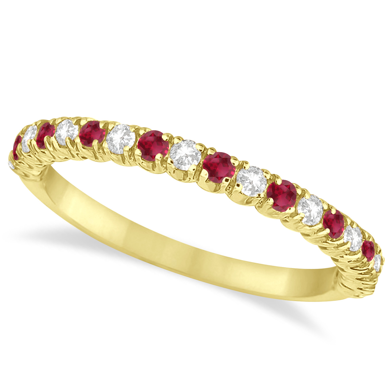 Lab Ruby & Lab Grown Diamond Wedding Band Anniversary Ring in 14k Yellow Gold (0.50ct)