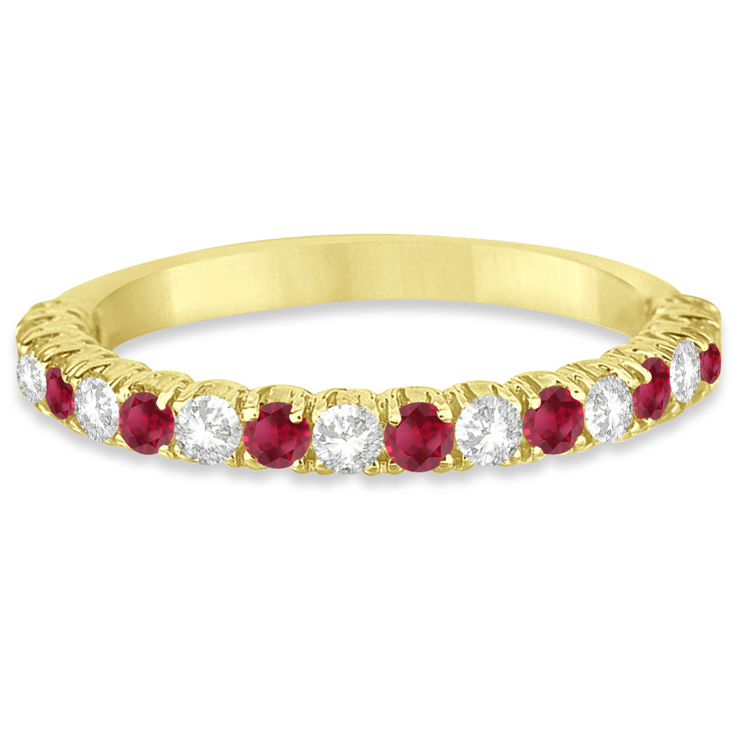 Ruby & Diamond Wedding Band Anniversary Ring in 14k Yellow Gold (0.75ct)