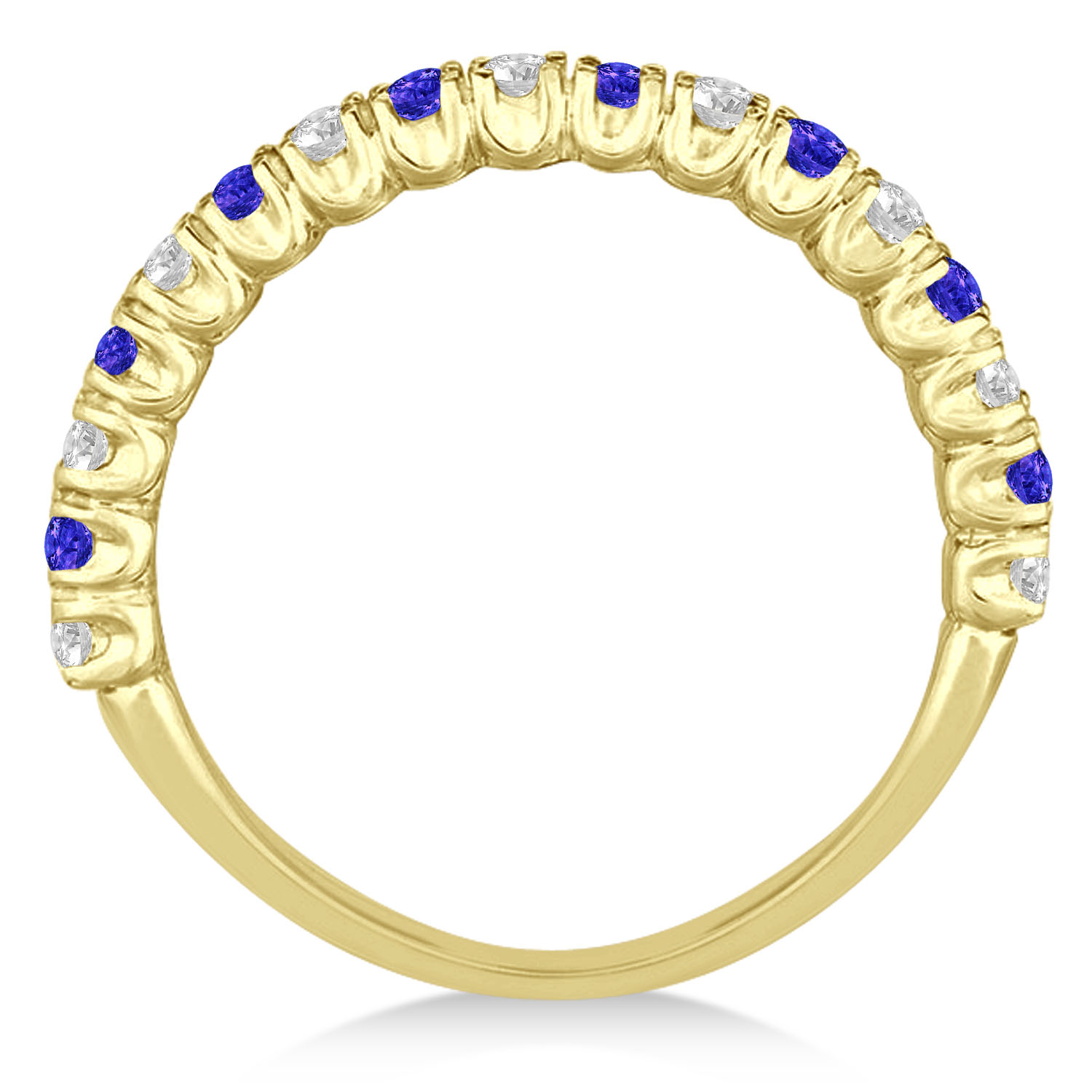 Tanzanite & Diamond Wedding Band Anniversary Ring in 14k Yellow Gold (0.75ct)