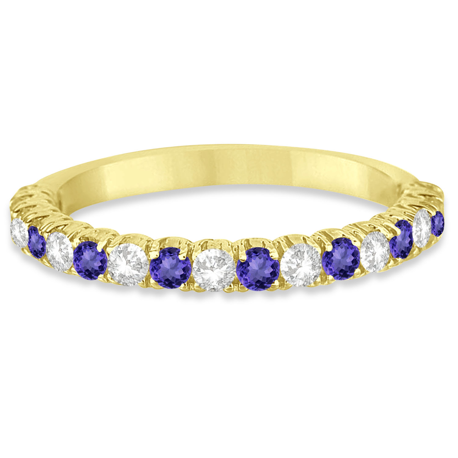Tanzanite & Diamond Wedding Band Anniversary Ring in 14k Yellow Gold (0.75ct)