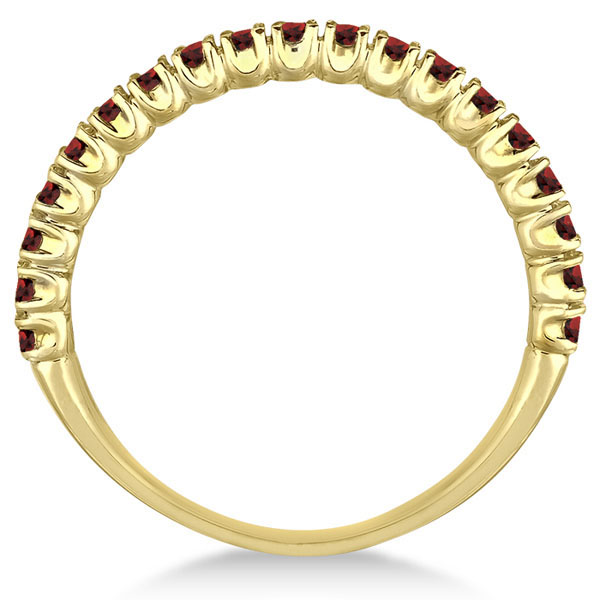 Half-Eternity Pave-Set Thin Garnet Stack Ring 14k Yellow Gold (0.65ct)
