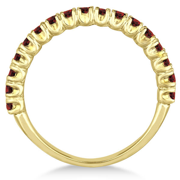 Half-Eternity Pave-Set Garnet Stacking Ring 14k Yellow Gold (0.95ct)