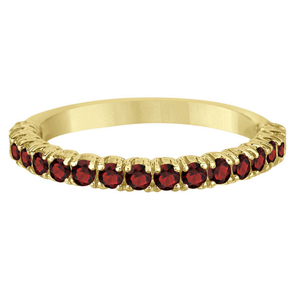 Half-Eternity Pave-Set Garnet Stacking Ring 14k Yellow Gold (0.95ct)
