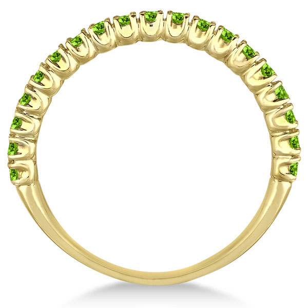 Half-Eternity Pave-Set Thin Peridot Stack Ring 14k Yellow Gold (0.65ct)