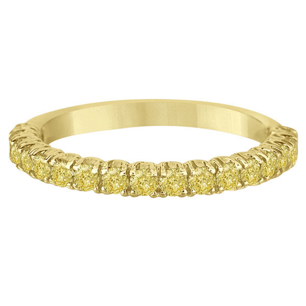 Half-Eternity Pave Yellow Diamond Stacking Ring 14k Yellow Gold (0.75ct)