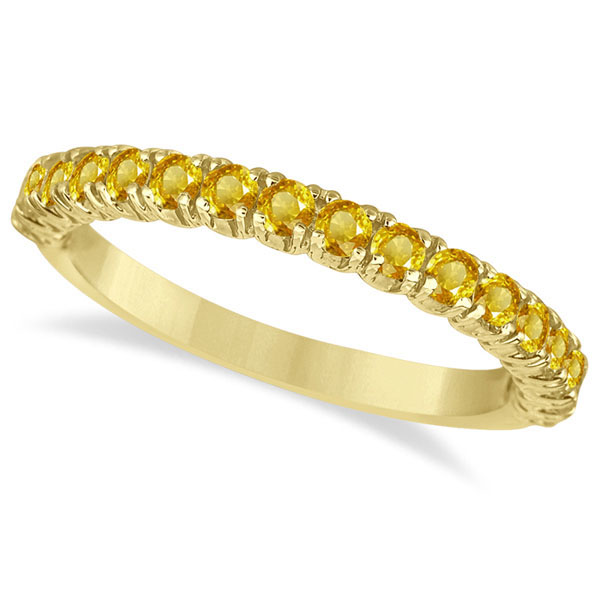 Half-Eternity Pave Lab Yellow Sapphire Stack Ring 14k Yellow Gold (0.95ct)