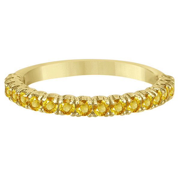 Half-Eternity Pave Lab Yellow Sapphire Stack Ring 14k Yellow Gold (0.95ct)