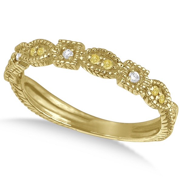 Yellow Canary & White Diamond Vintage Ring 14k Yellow Gold (0.15ct)