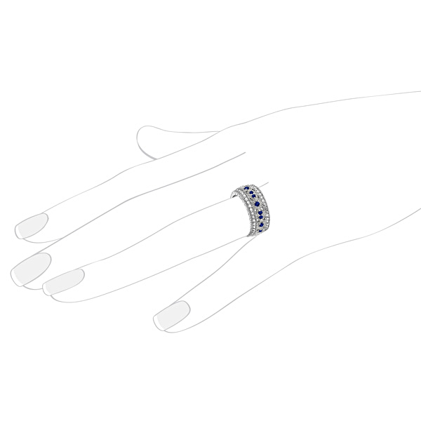 Vintage Byzantine Diamond & Blue Sapphire Ring 14k White Gold (1.37ct)