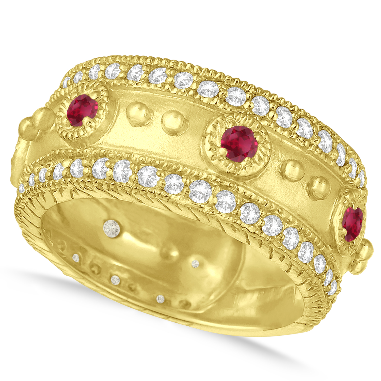 Ruby Byzantine Antique Anniversary Band 14k Yellow Gold (1.06ct)