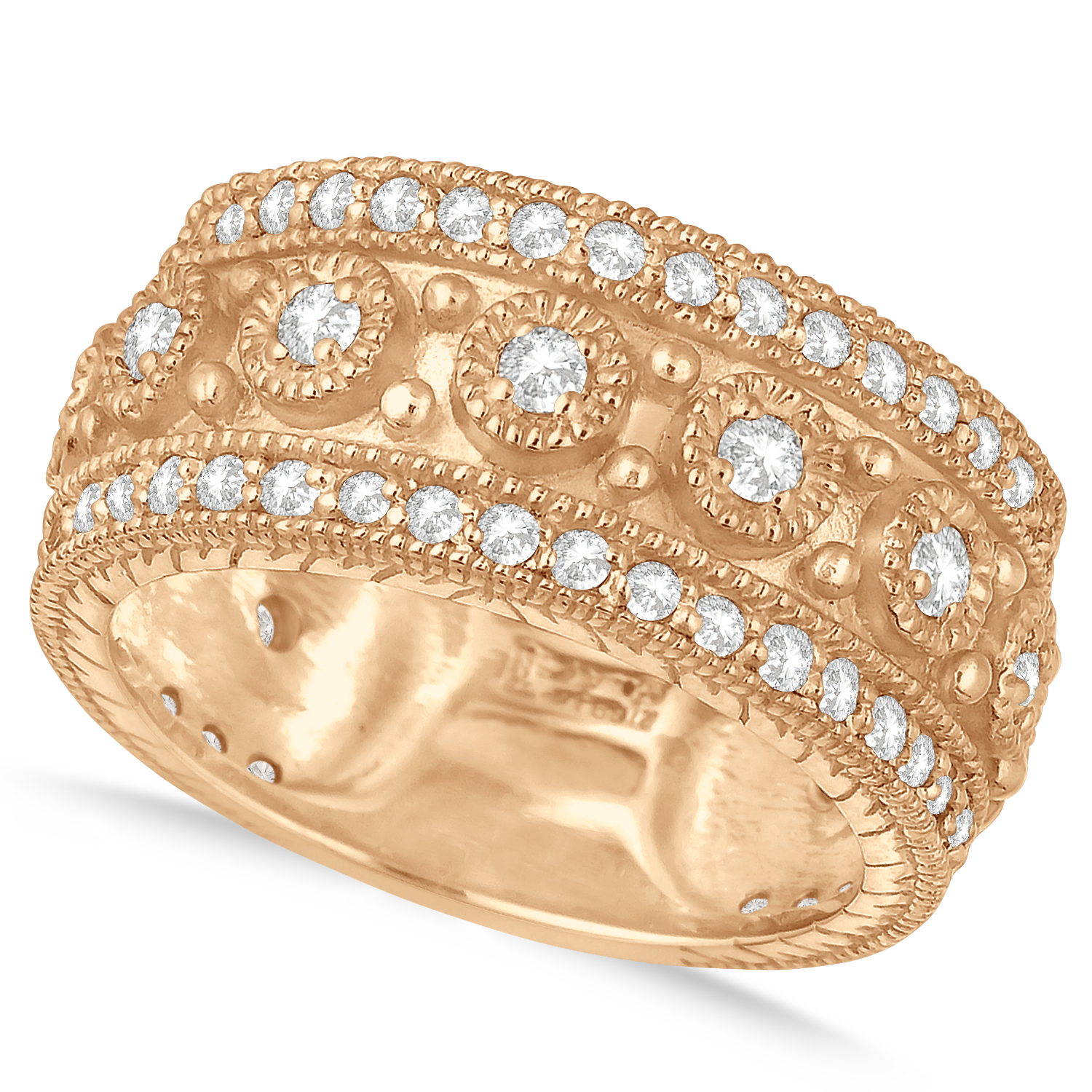 Diamond Byzantine Vintage Anniversary Band 14k Rose Gold (1.15ct)