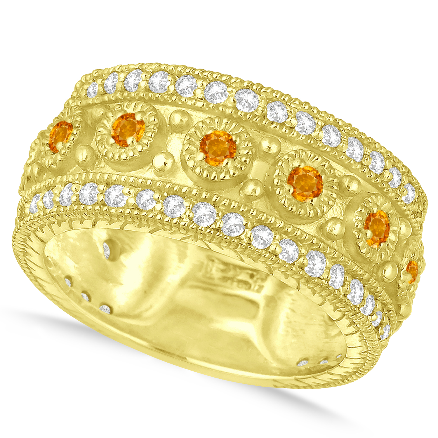 Citrine Byzantine Vintage Anniversary Band 14k Yellow Gold (1.15ct)