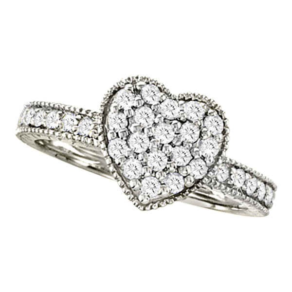 Diamond Heart Ring in 14K White Gold (0.50 ctw) Allurez