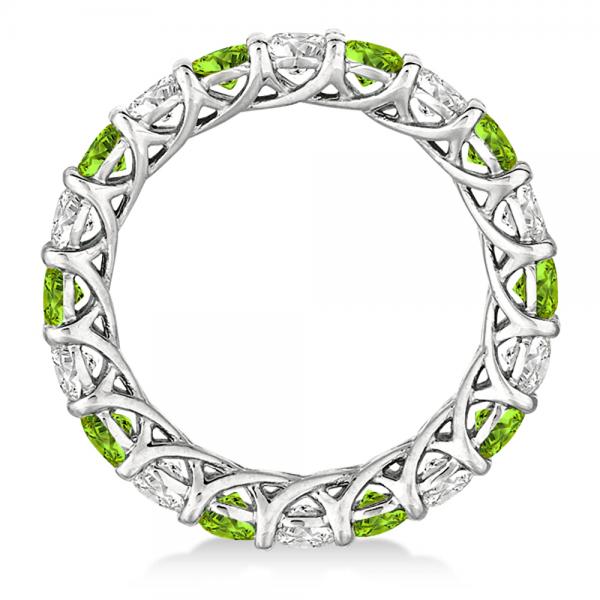 Luxury Diamond & Peridot Eternity Ring Band 14k White Gold (4.20ct)