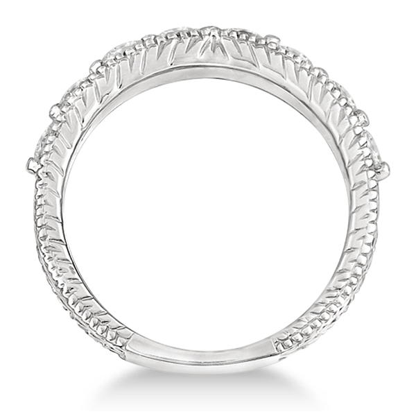 Antique Scrollwork Diamond Wedding Ring Band 14k White Gold (1.04ct)