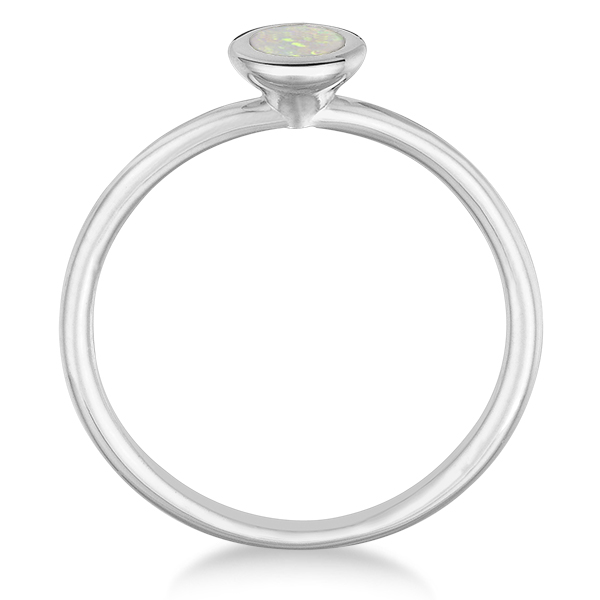 Opal Bezel-Set Solitaire Ring in 14k White Gold (0.65ct)