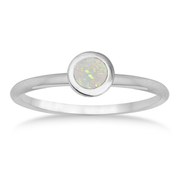 Opal Bezel-Set Solitaire Ring in 14k White Gold (0.65ct)
