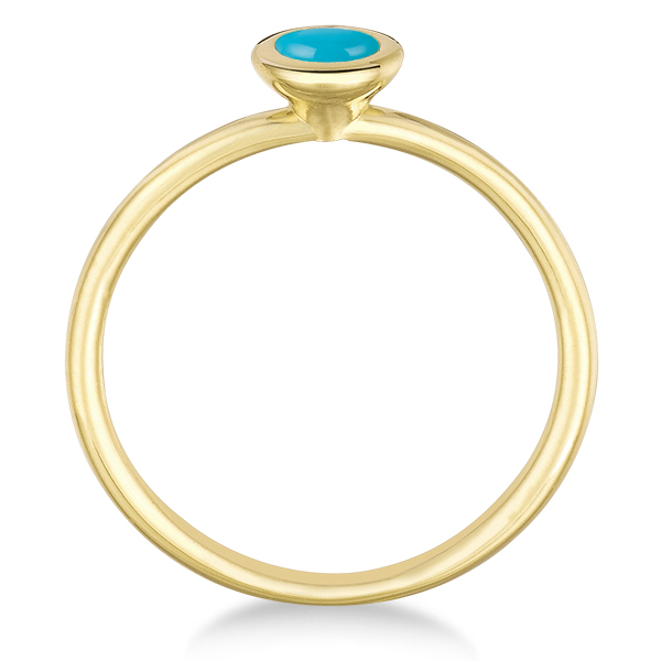 Bezel-Set Solitaire Style Turquoise Ring 14k Yellow Gold (0.50ct)