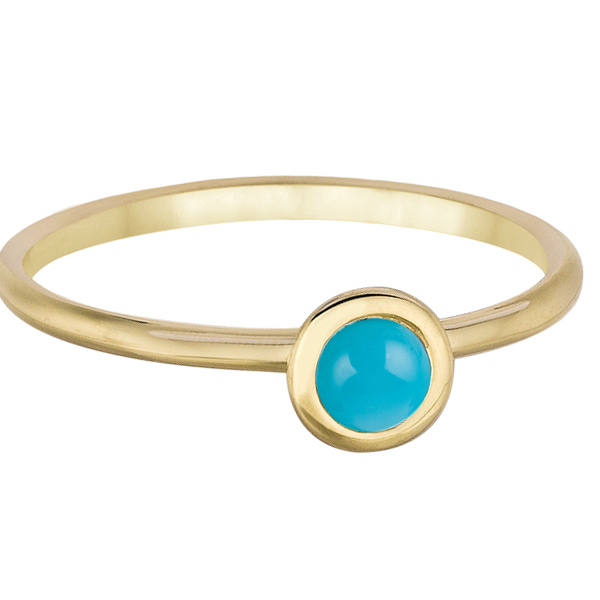 Bezel-Set Solitaire Style Turquoise Ring 14k Yellow Gold (0.50ct)