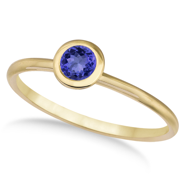 Tanzanite BezelSet Solitaire Ring in 14k Yellow Gold (0.65ct) IR829