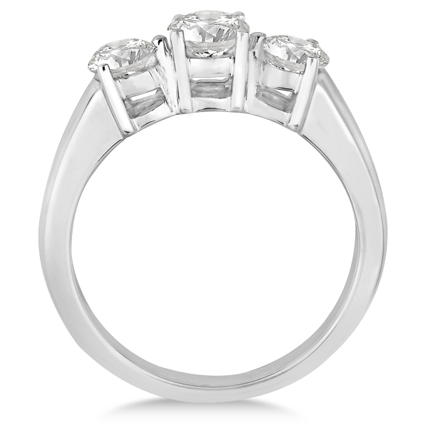 Three Stone Diamond Anniversary Band in 14k White Gold 1.01ct