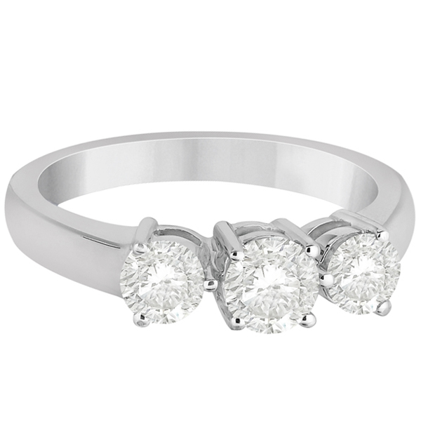 Three Stone Diamond Anniversary Band in 14k White Gold 1.01ct