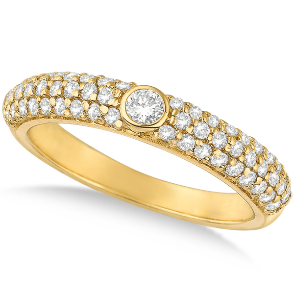Bezel & Pave Set Diamond Ring Band 14k Yellow Gold (0.75ct) IR632