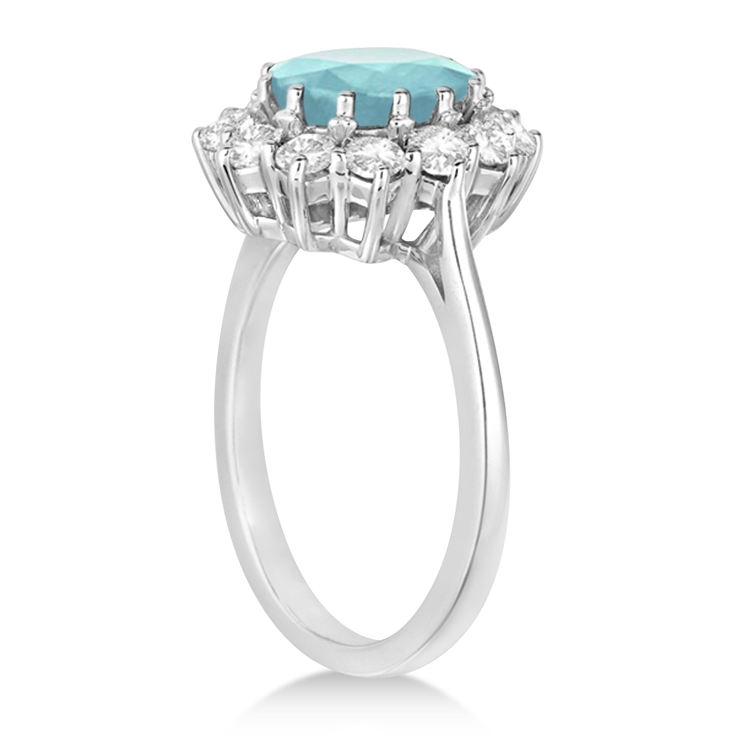 Oval Aquamarine & Diamond Accented Ring in 14k White Gold (3.60ctw)