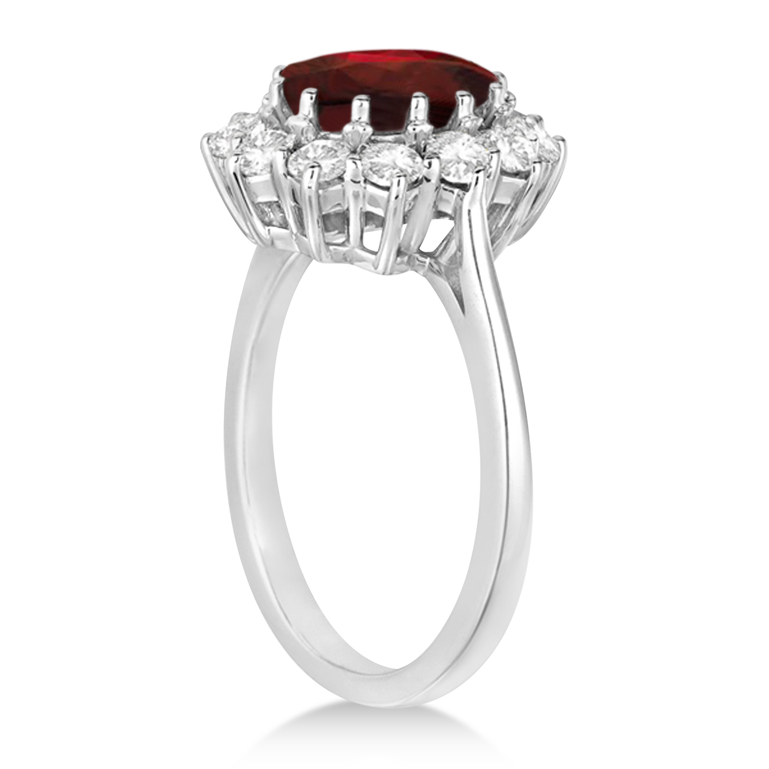 Oval Garnet and Diamond Ring 14k White Gold (3.60ctw)